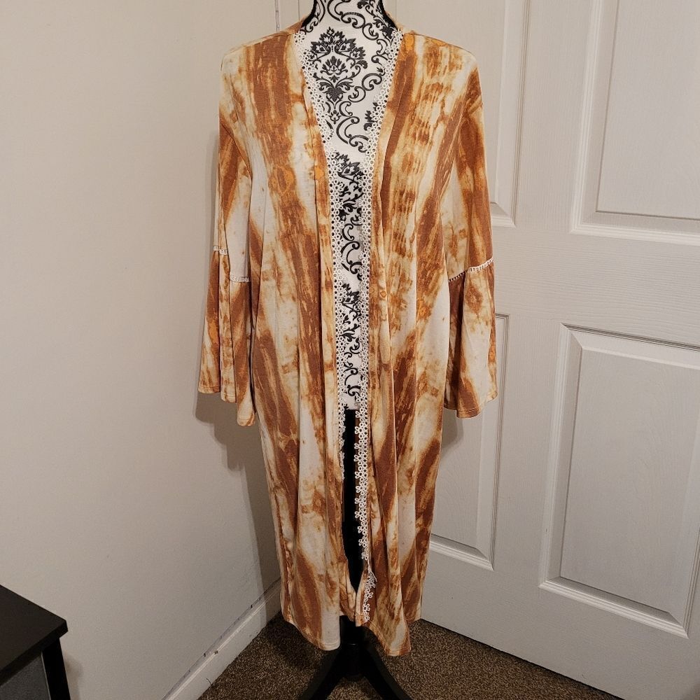 Cato‎ open face long tie dye cardigan